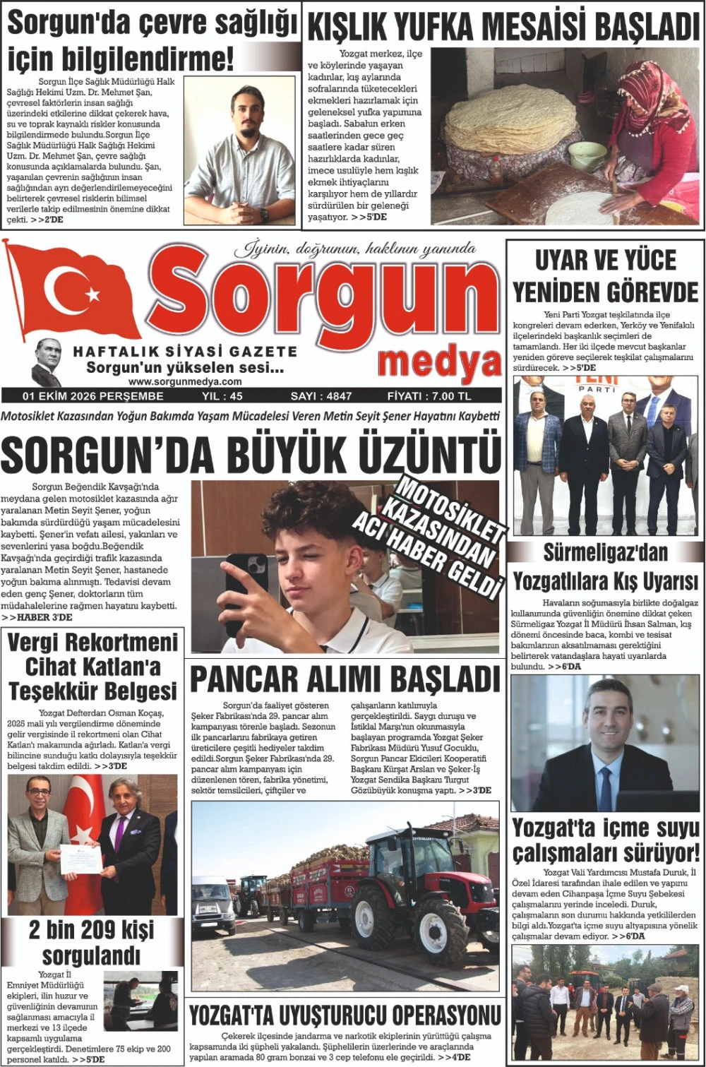 01 Eyl&uuml;l 2026 tarihli sayımız