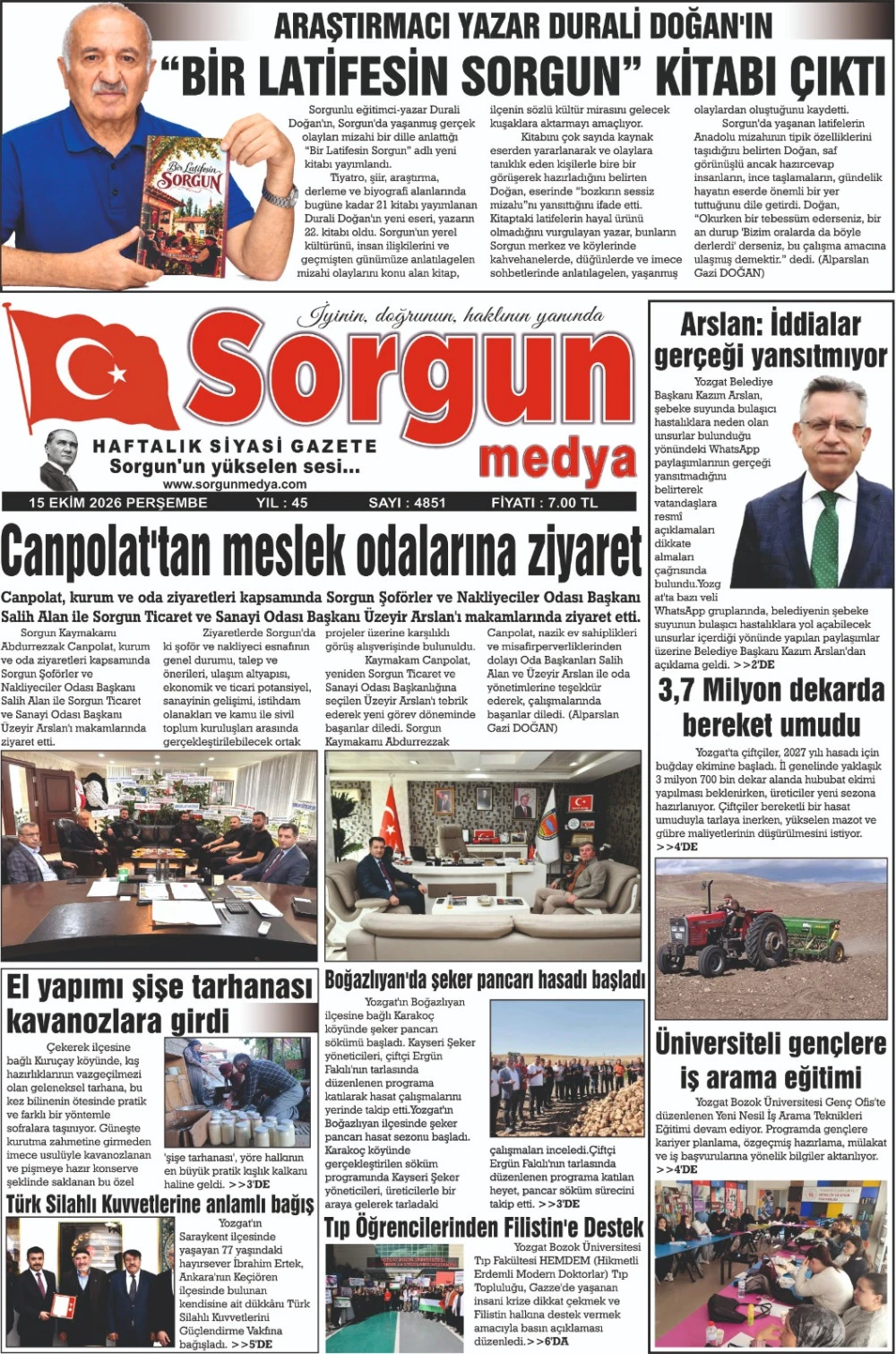 15 Eyl&uuml;l 2026 tarihli sayımız