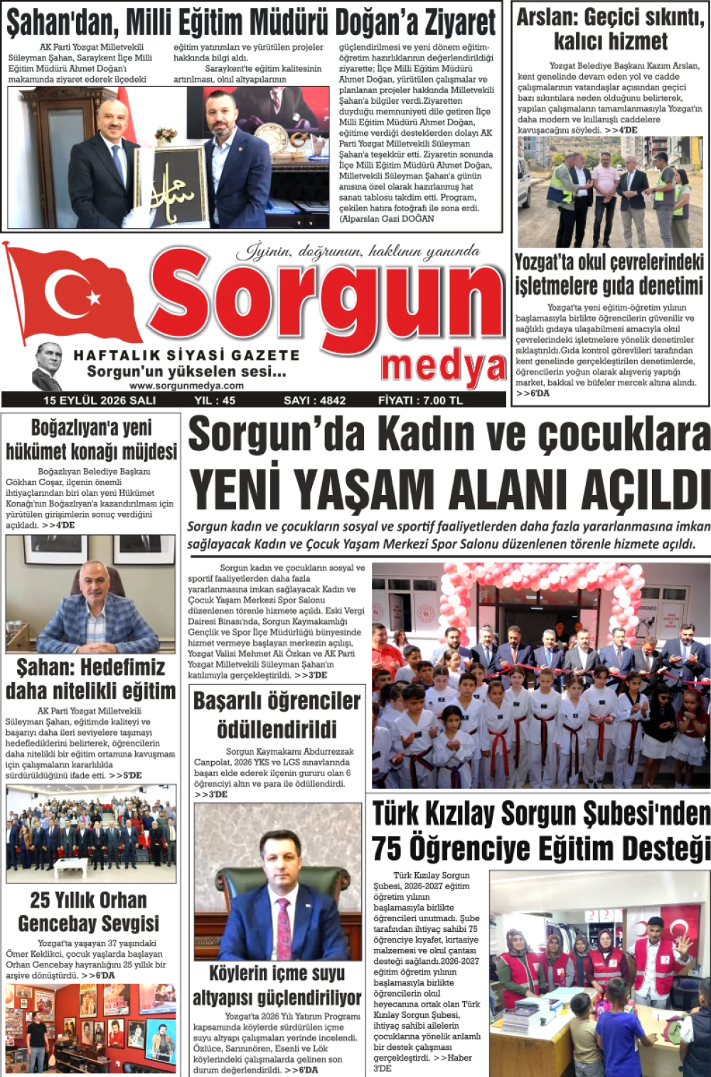 15 Eyl&uuml;l 2026 tarihli sayımız