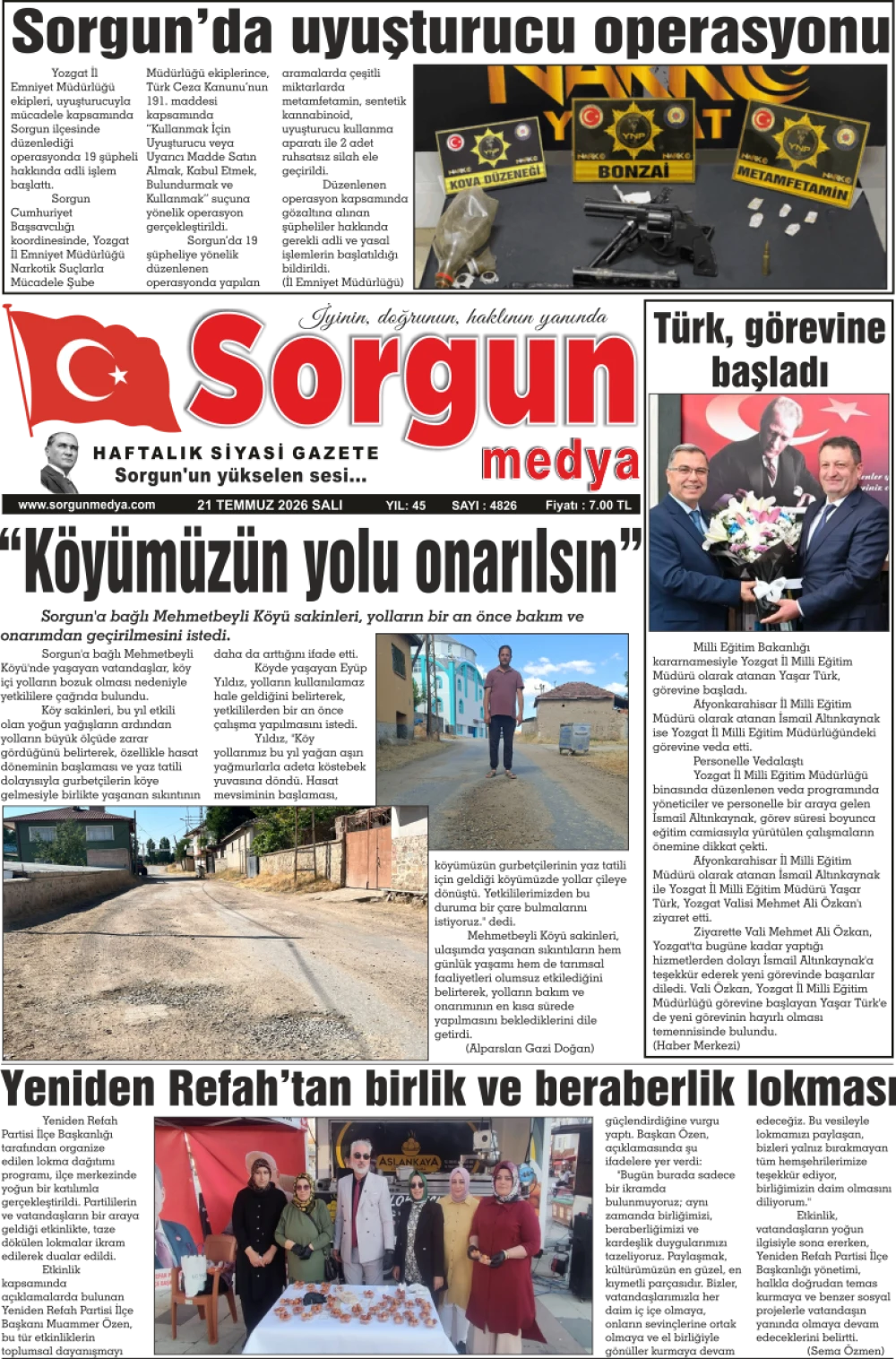 21 Temmuz 2026 tarihli sayımız.