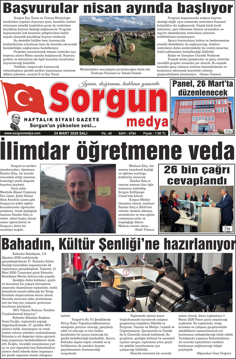 24 Mart 2026 tarihli sayımız.