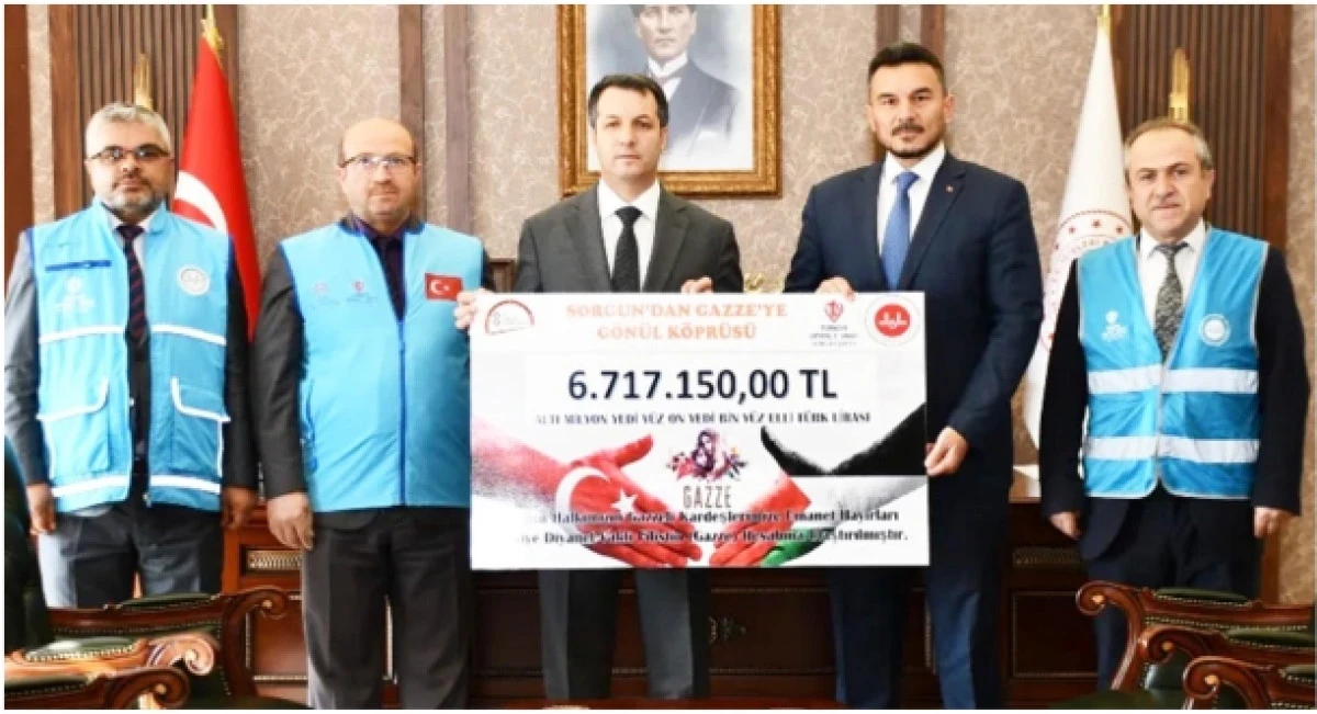 Sorgun’dan Gazze’ye 6 milyon 717 bin 150 lira yardım