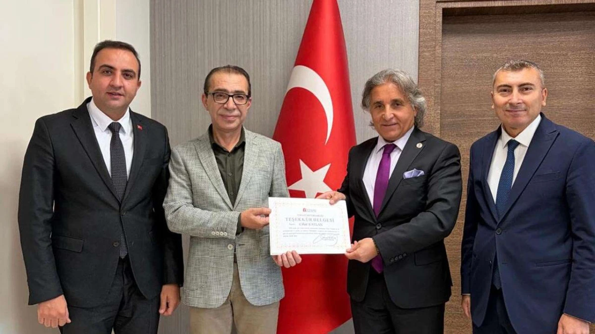 Yozgat&rsquo;ın Vergi Rekortmeni Cihat Katlan&rsquo;a Teşekk&uuml;r Belgesi